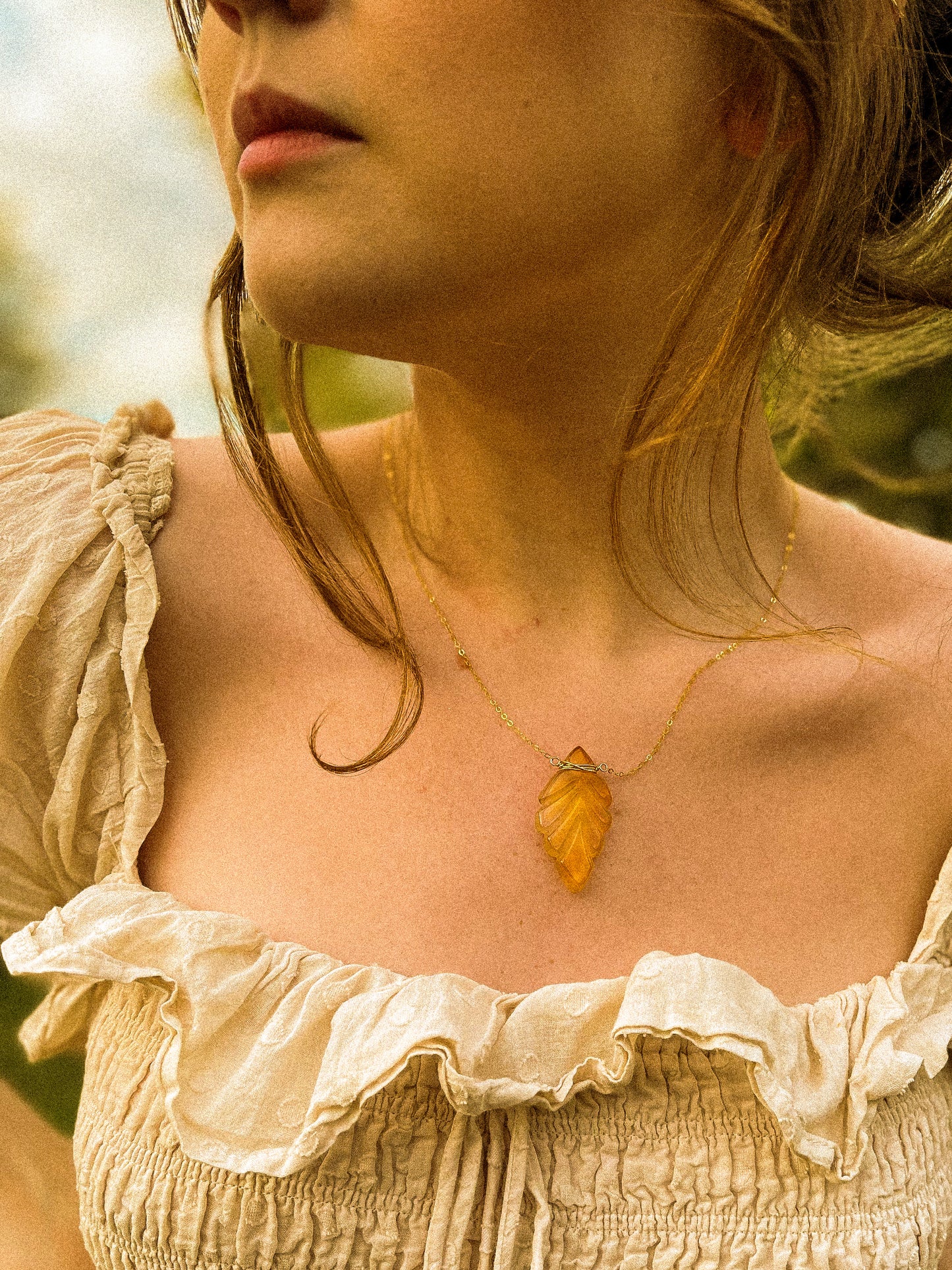 Golden leaf pendant