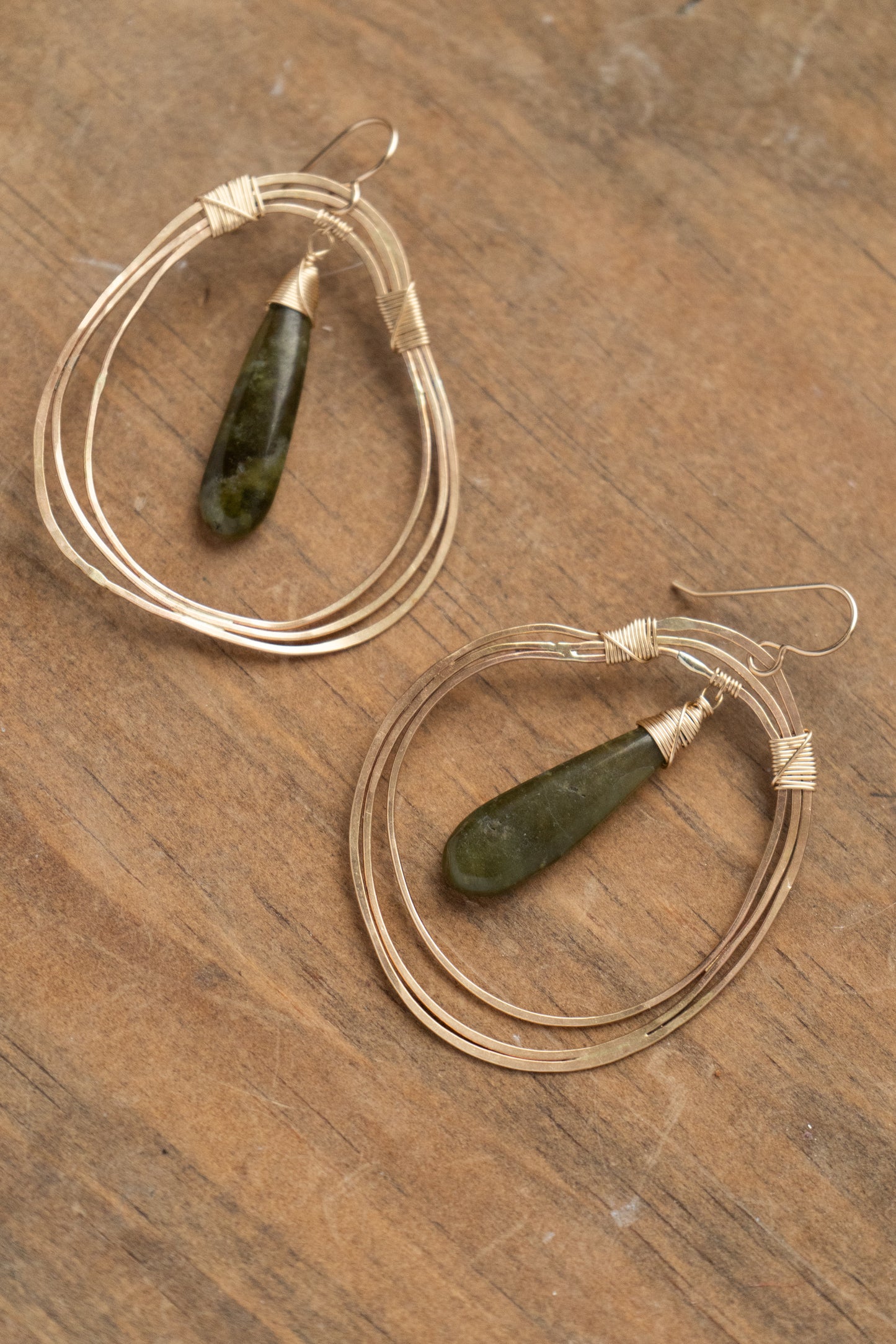 RIPPLES OF VESUVIANITE HOOPS