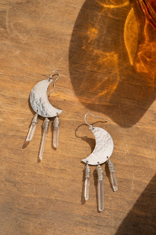 SILVER SPARKLE IN THE RAW EARRINGS